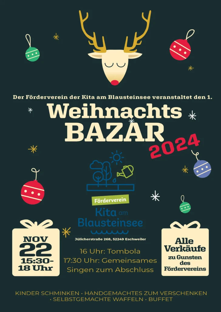 Plakat das alle Informationen zum Weihnachtsbazar abdeckt